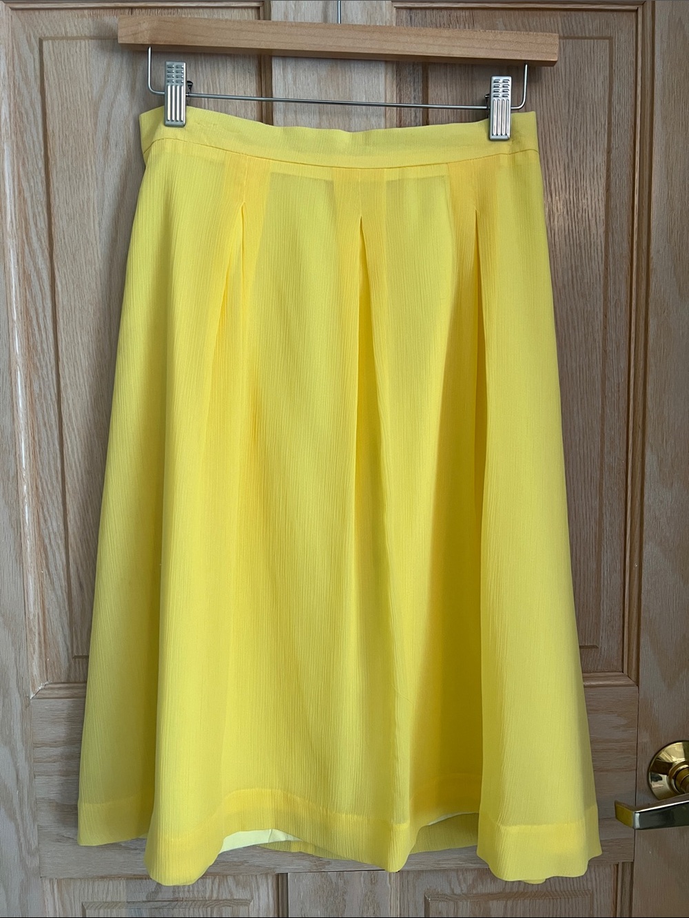 Ann Taylor Sunny Yellow Midi Pleated Skirt